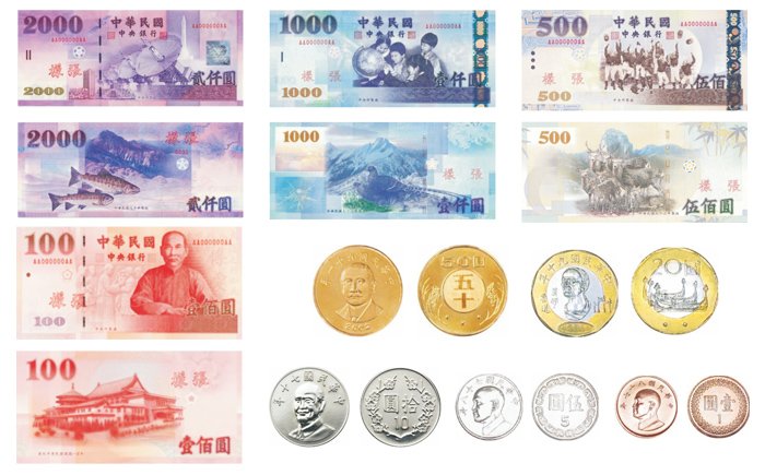 All new taiwan dollar coins and bills