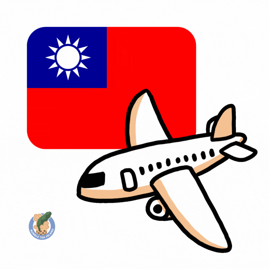 Drawing of a plain on top of the taiwanese flag