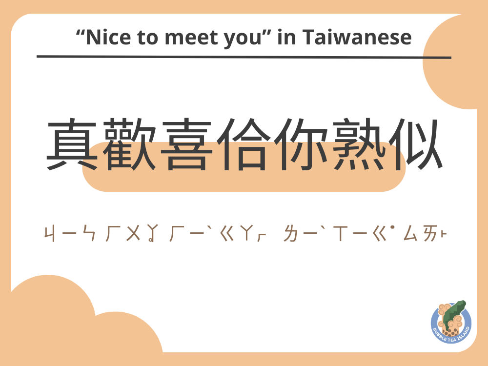 Nice to meet you in Taiwanese